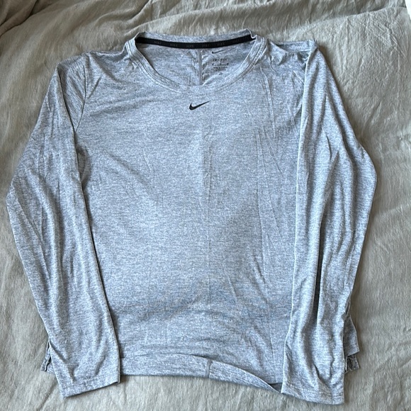 Nike Training Dri-Fit One scoop neck long sleeve top in gray - Picture 1 of 3